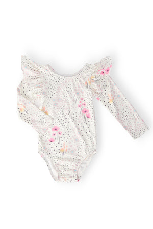 Whimsical Wildflowers L/S Flutter Sleeve Leotard-Mila & Rose ®