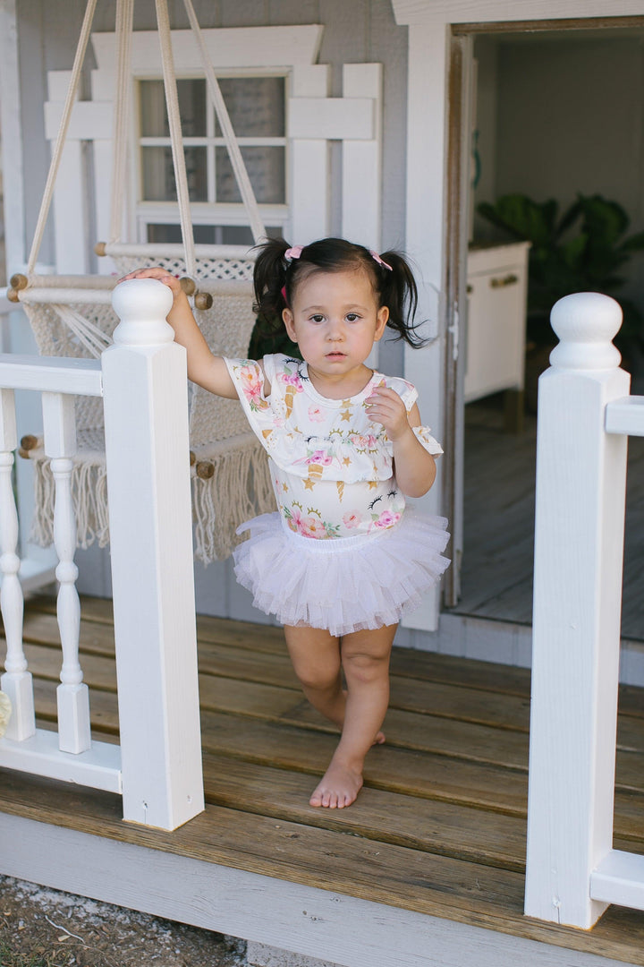 White & Gold Glitter Ruffle Tutu Bloomer-Mila & Rose ®