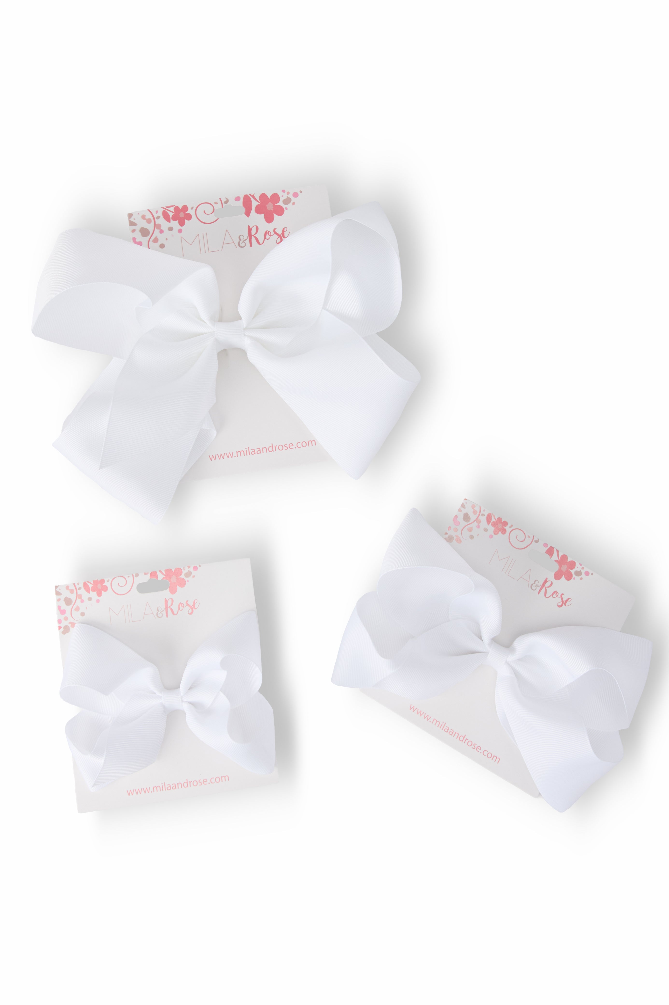 White Grosgrain Hair Bow-Mila & Rose ®