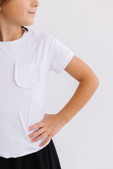 White Ruffle Pocket Tee-Mila & Rose ®
