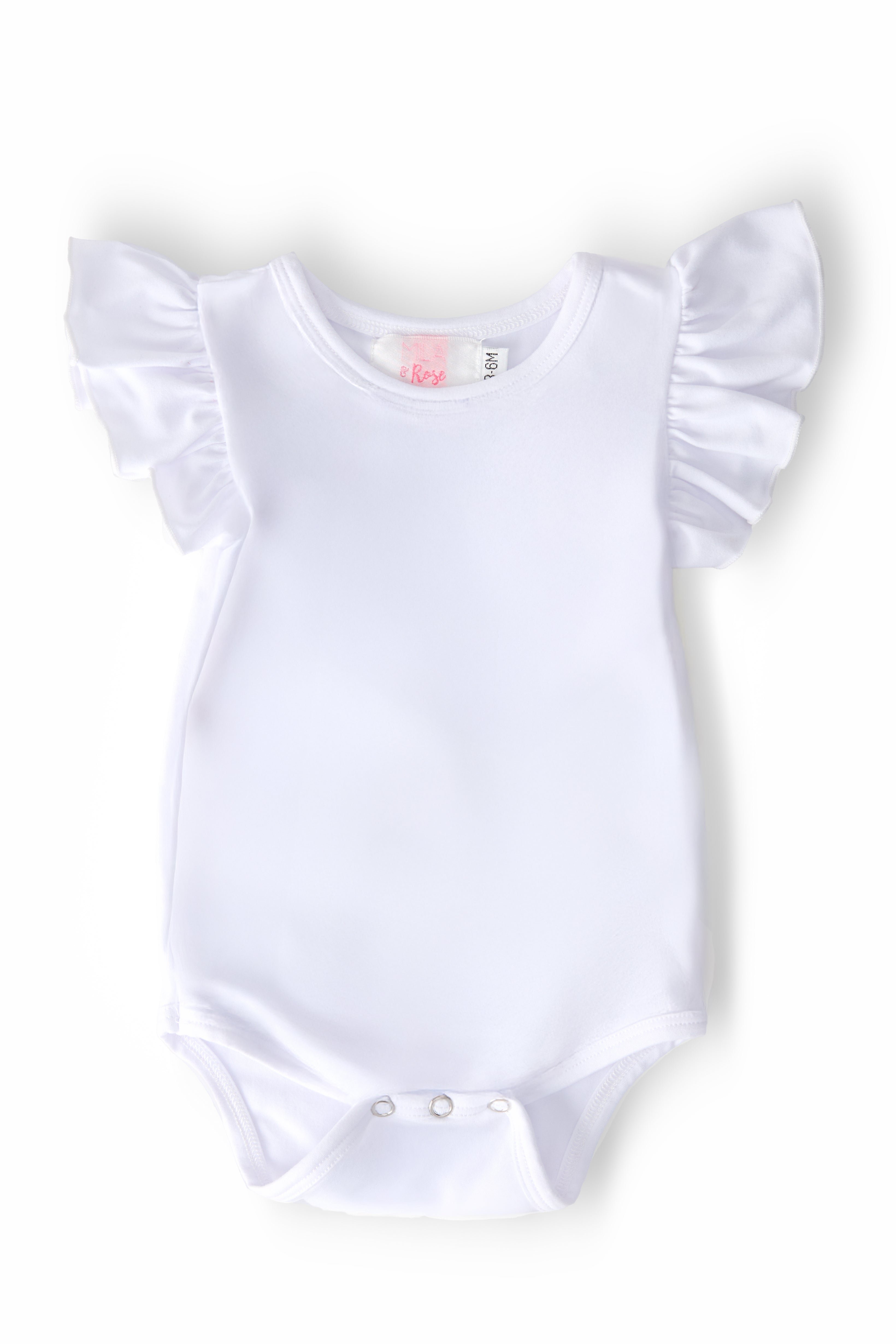 White S/S Flutter Bodysuit-Mila & Rose ®