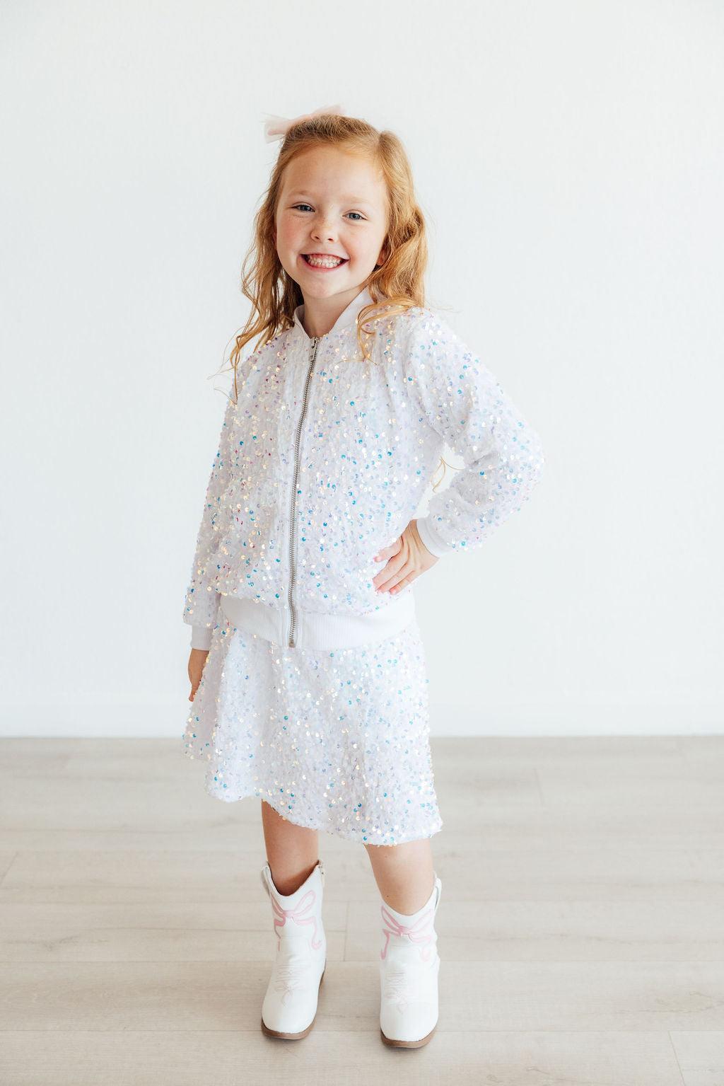 White Velvet Sequin Jacket-Mila & Rose ®