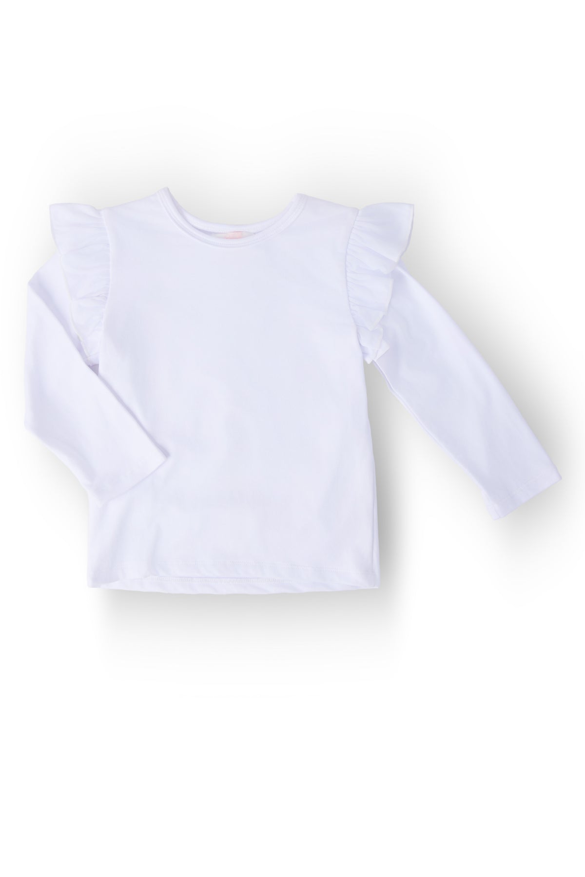 White L/S Ruffle Tee-Mila & Rose ®