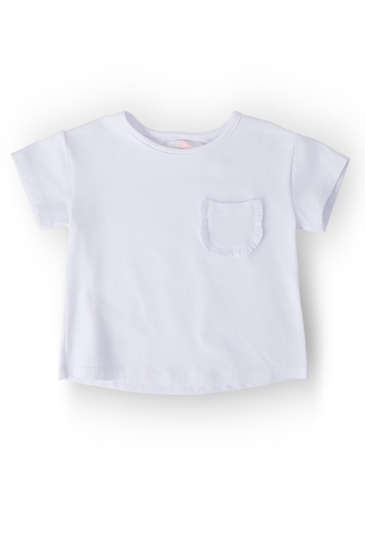 White Ruffle Pocket Tee-Mila & Rose ®