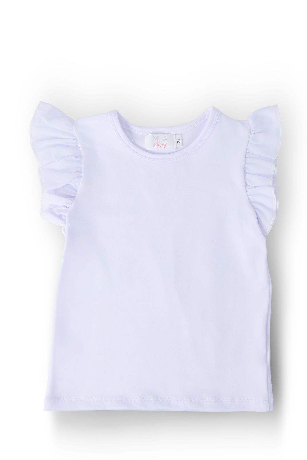 White S/S Ruffle Tee-Mila & Rose ®