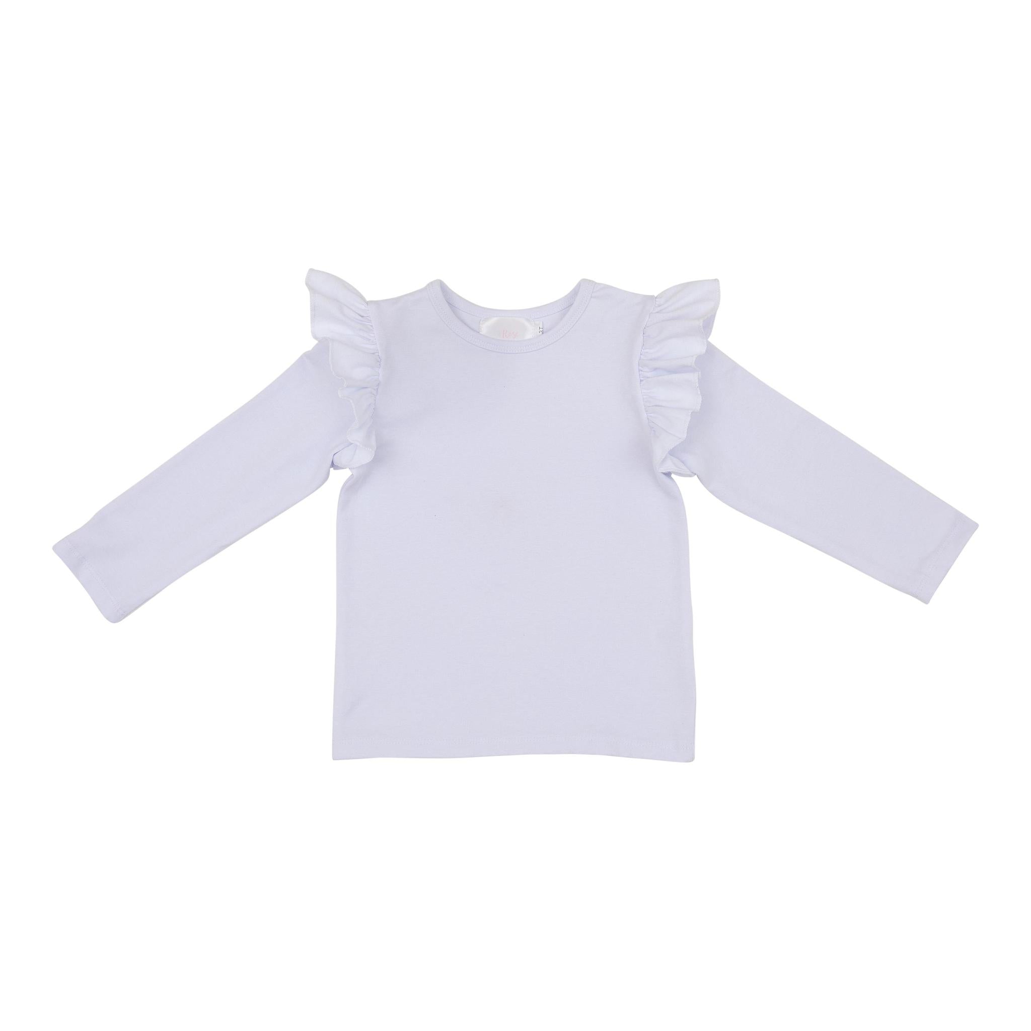 White L/S Ruffle Tee-Mila & Rose ®