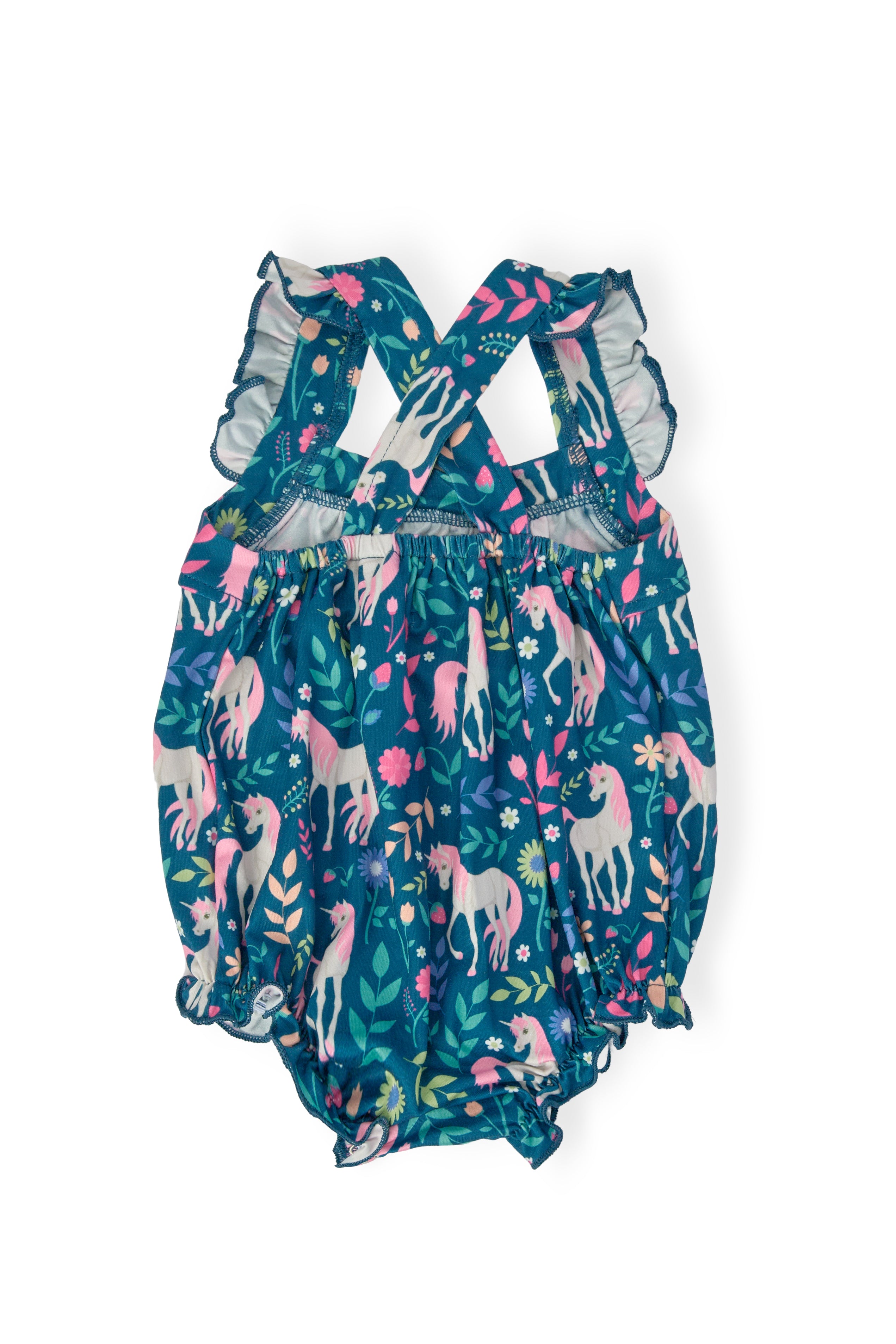 Wish Upon a Unicorn Ruffle Cross Back Romper-Mila & Rose ®