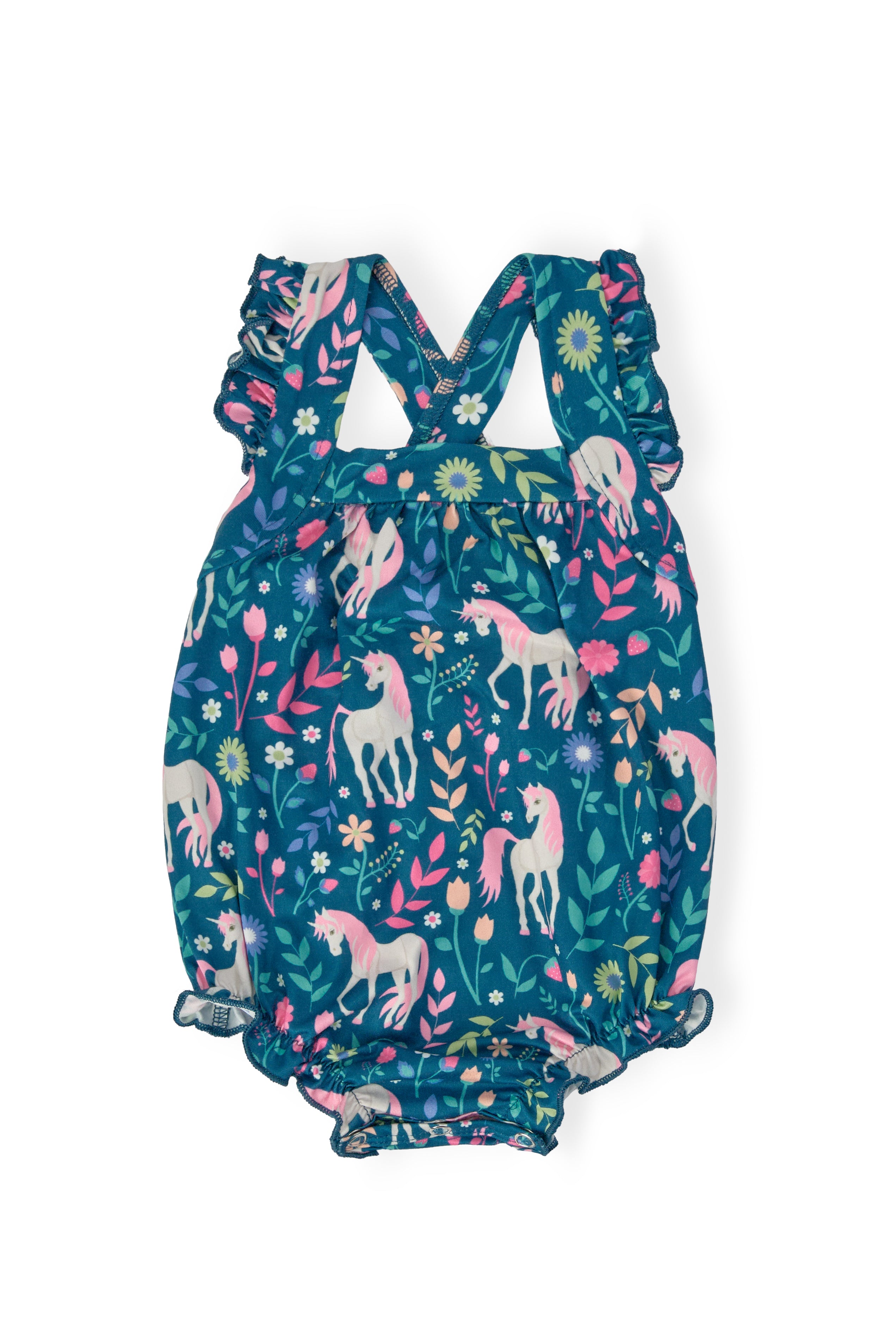 Wish Upon a Unicorn Ruffle Cross Back Romper-Mila & Rose ®