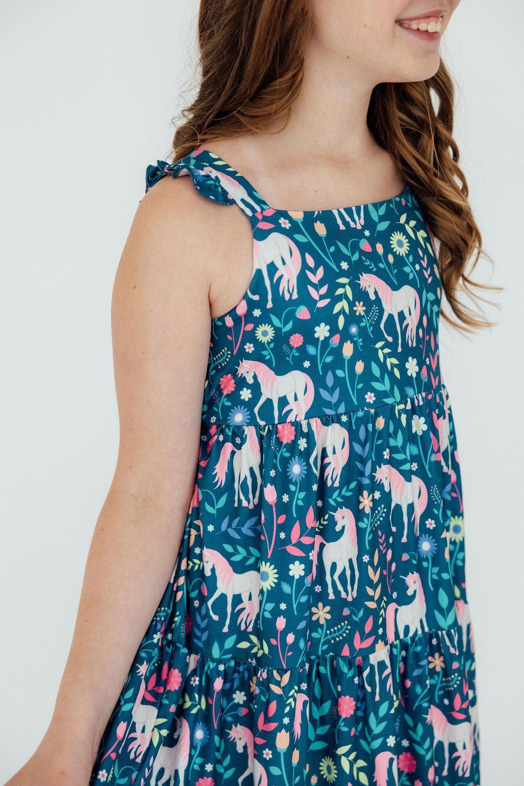 Girls' Wish Upon a Unicorn Ruffle Maxi Dress Size: 2T Toddler By Mila & Rose Girls' Wish Upon a Unicorn Ruffle Maxi Dress Size: 2T Toddler By Mila & Rose