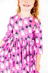 Witches Boo 3/4 Sleeve Pocket Twirl Dress-Mila & Rose ®