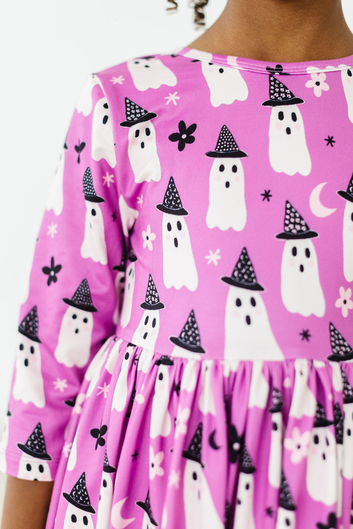 Witches Boo 3/4 Sleeve Pocket Twirl Dress-Mila & Rose ®