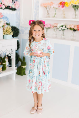 Wonderland 3/4 Sleeve Pocket Twirl Dress-Mila & Rose ®