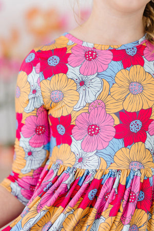 SALE Wonderland Floral 3/4 Sleeve Pocket Twirl Dress-Mila & Rose ®