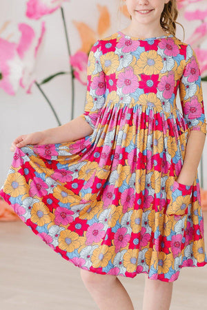 SALE Wonderland Floral 3/4 Sleeve Pocket Twirl Dress-Mila & Rose ®