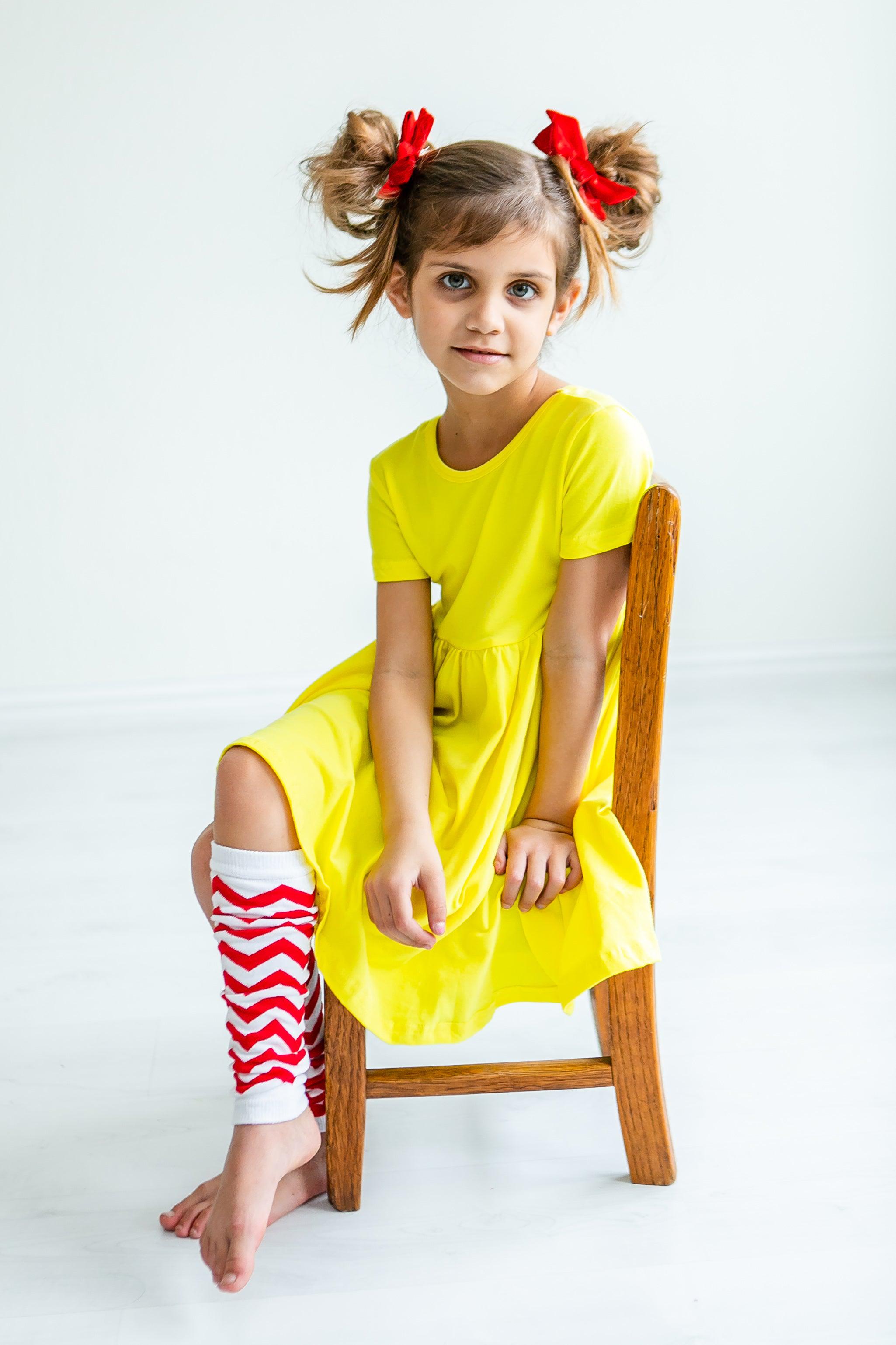 Yellow S/S Pocket Twirl Dress-Mila & Rose ®