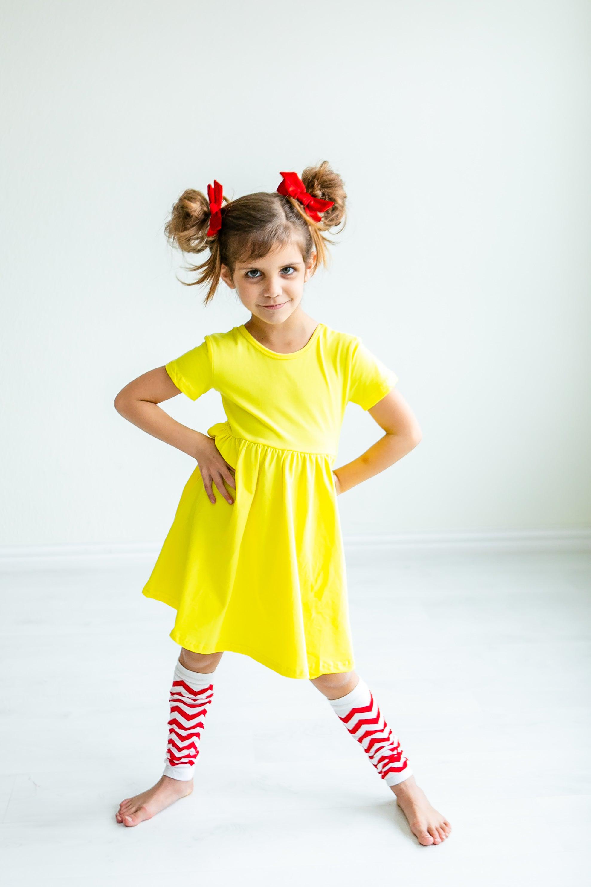 Yellow S/S Pocket Twirl Dress-Mila & Rose ®