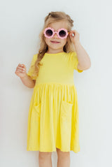 Yellow S/S Pocket Twirl Dress-Mila & Rose ®