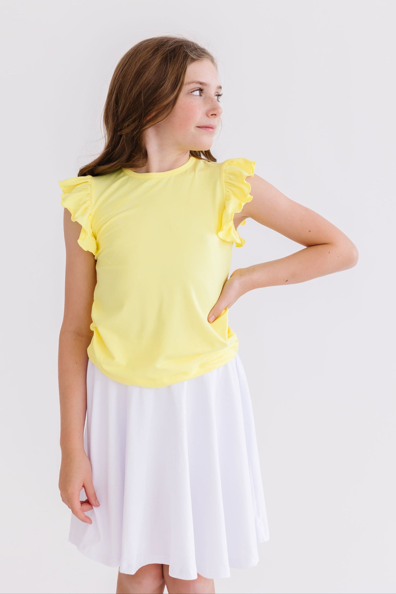 Yellow S/S Ruffle Tee-Mila & Rose ®