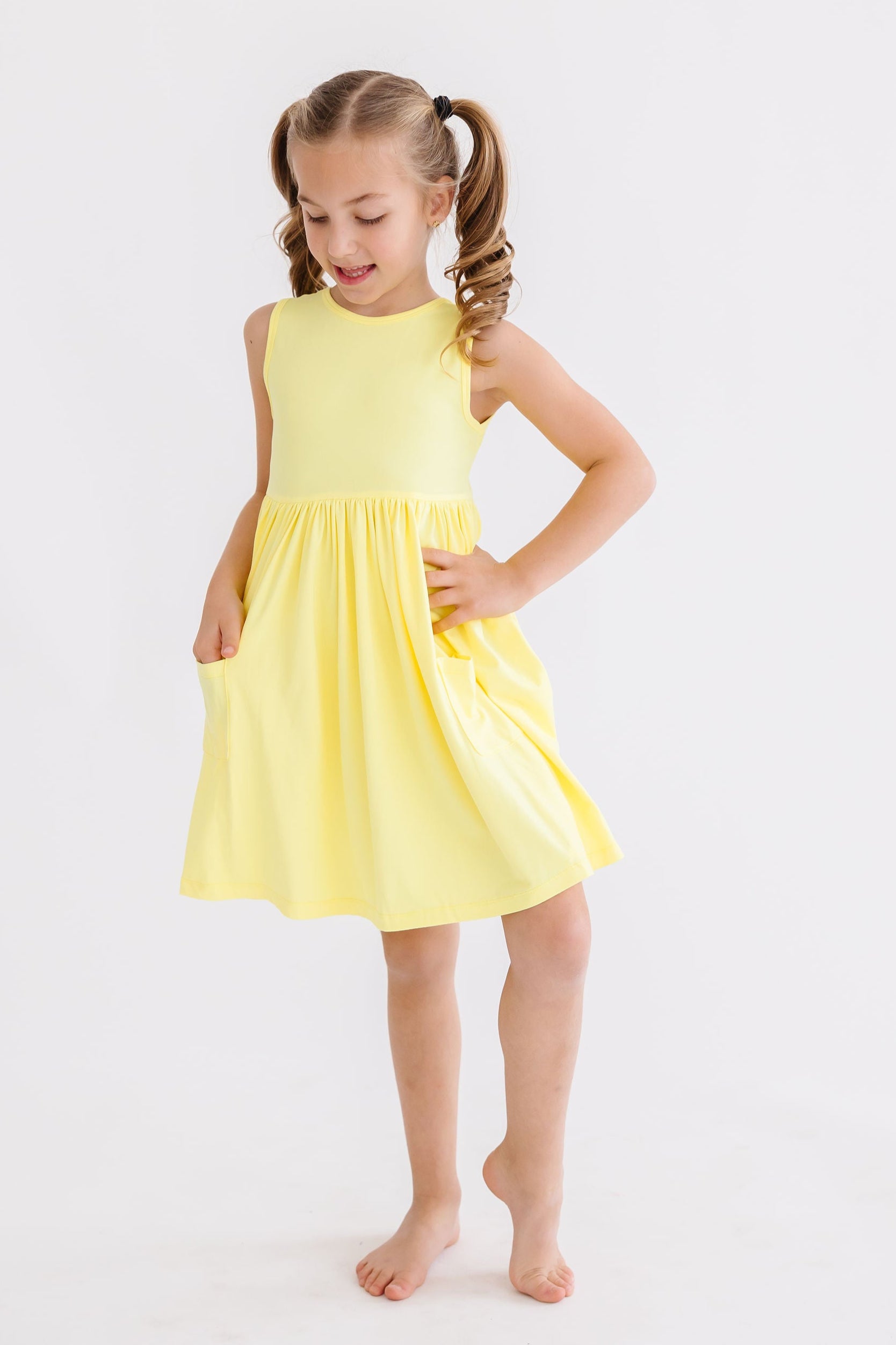 Girls' Yellow Tank Pocket Twirl Dress Size: 4T Toddler by Mila & Rose Girls' Yellow Tank Pocket Twirl Dress Size: 4T Toddler by Mila & Rose
