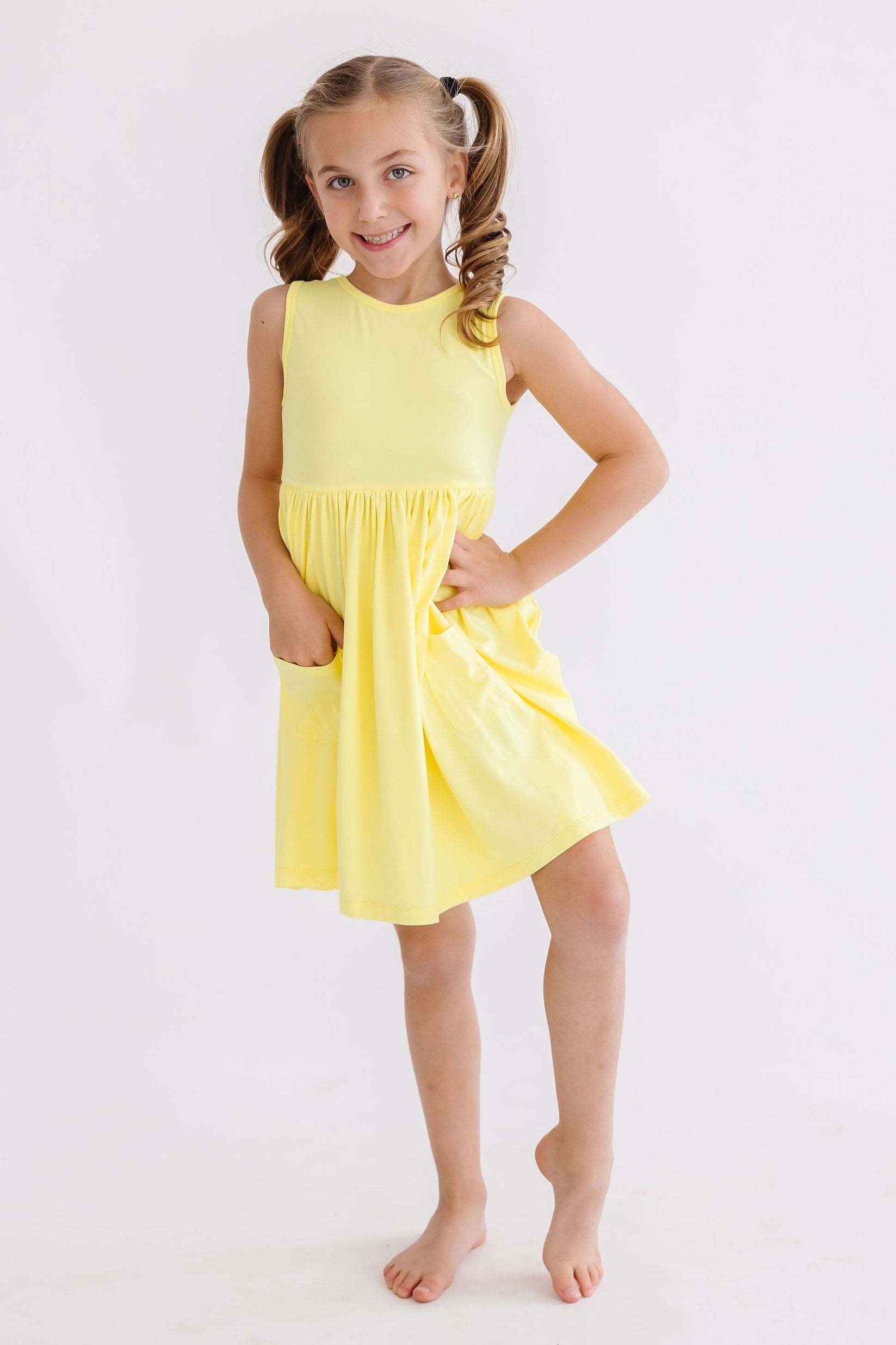 Girls' Yellow Tank Pocket Twirl Dress Size: 4T Toddler By Mila & Rose Girls' Yellow Tank Pocket Twirl Dress Size: 4T Toddler By Mila & Rose
