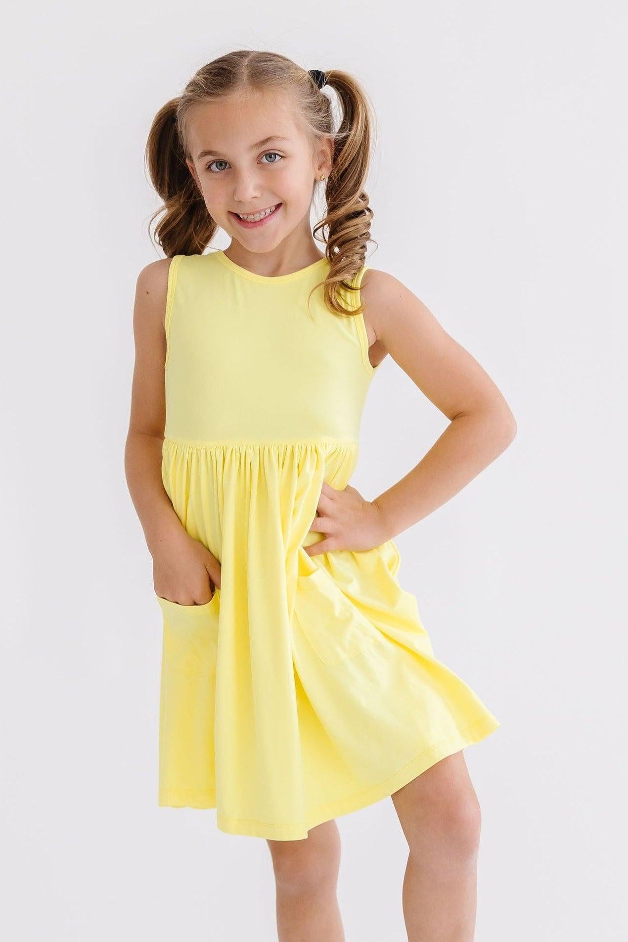 Yellow Tank Pocket Twirl Dress-Mila & Rose ®