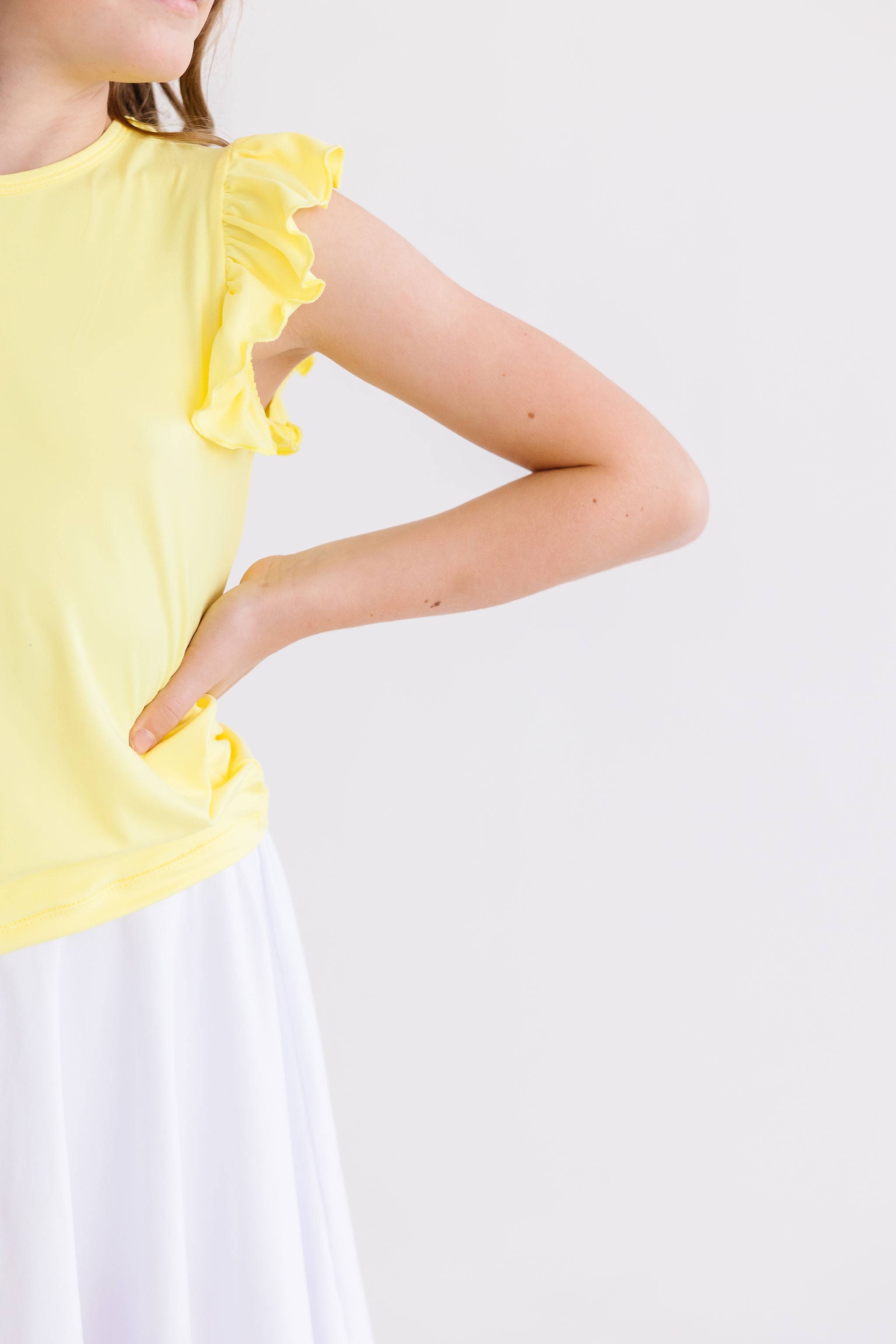 Yellow S/S Ruffle Tee-Mila & Rose ®