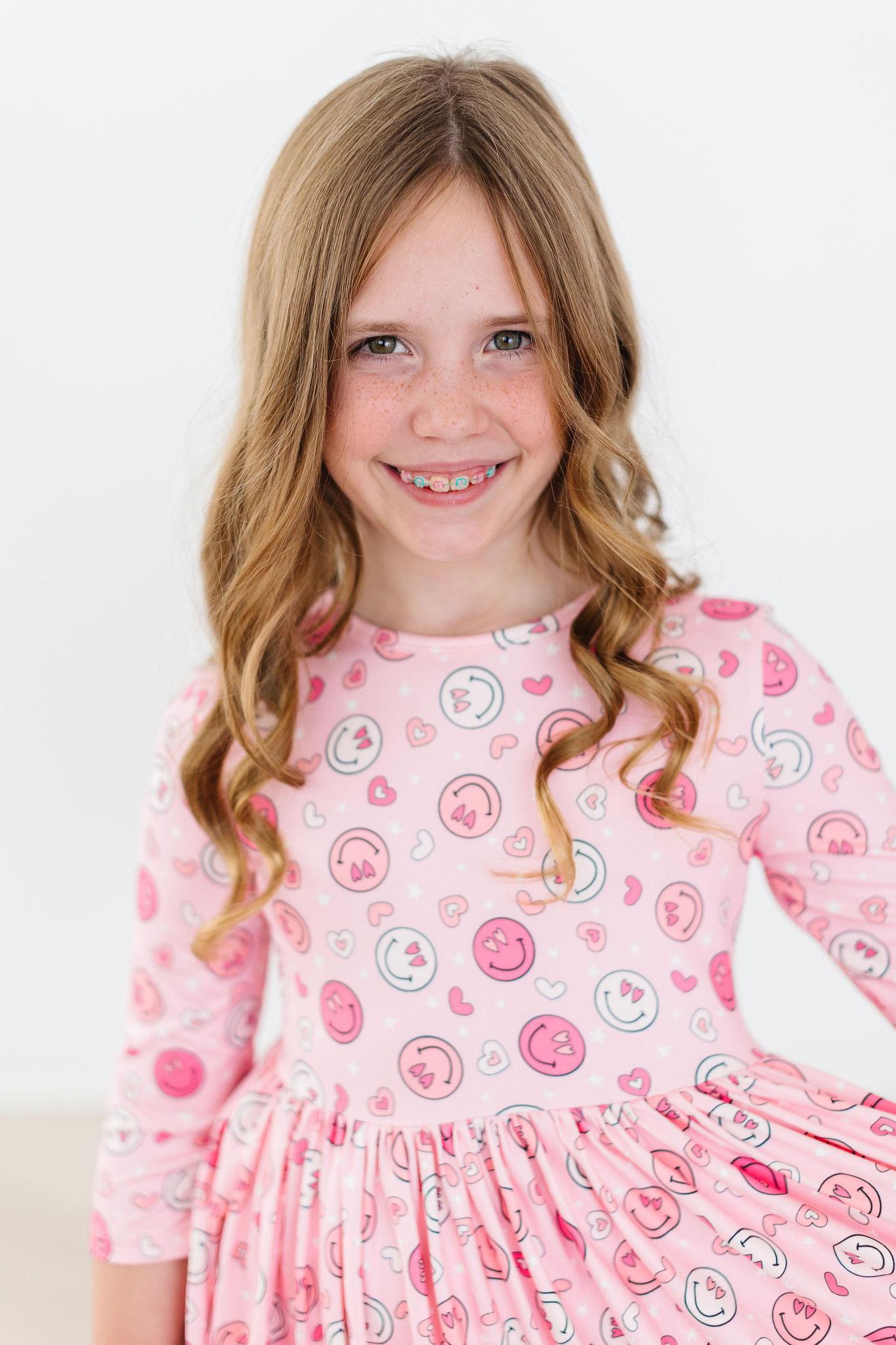 You Make Me Happy 3/4 Sleeve Pocket Twirl Dress-Mila & Rose ®