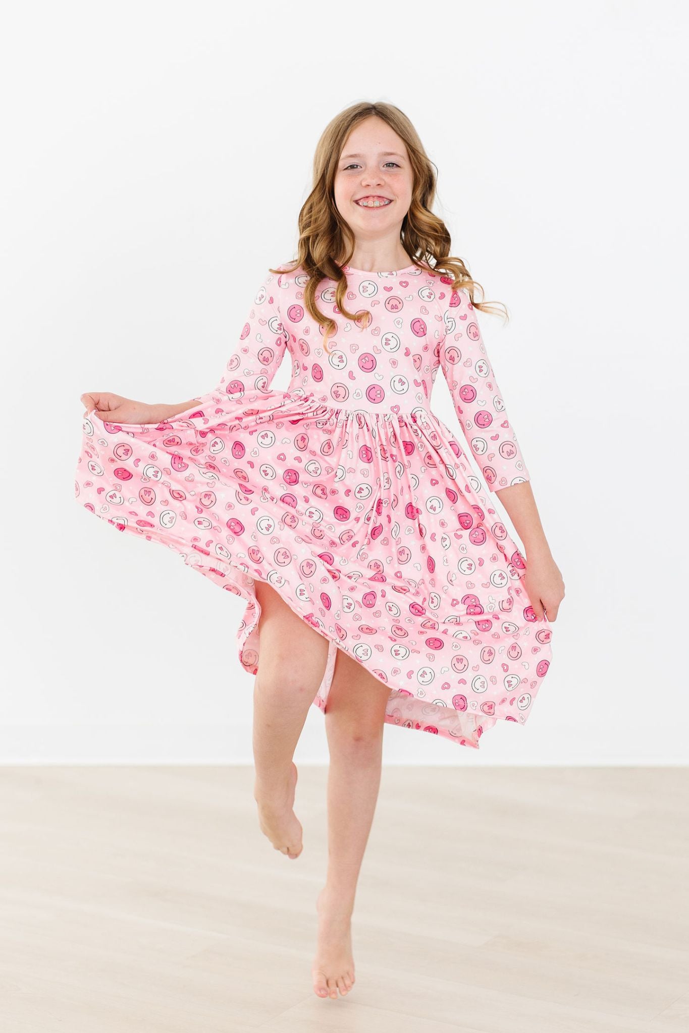 You Make Me Happy 3/4 Sleeve Pocket Twirl Dress-Mila & Rose ®