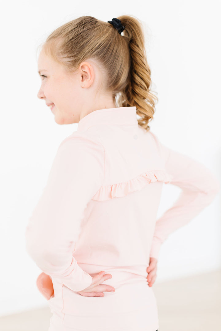 SALE Zen Pink Full-Zip Ruffle Active Jacket-Mila & Rose ®