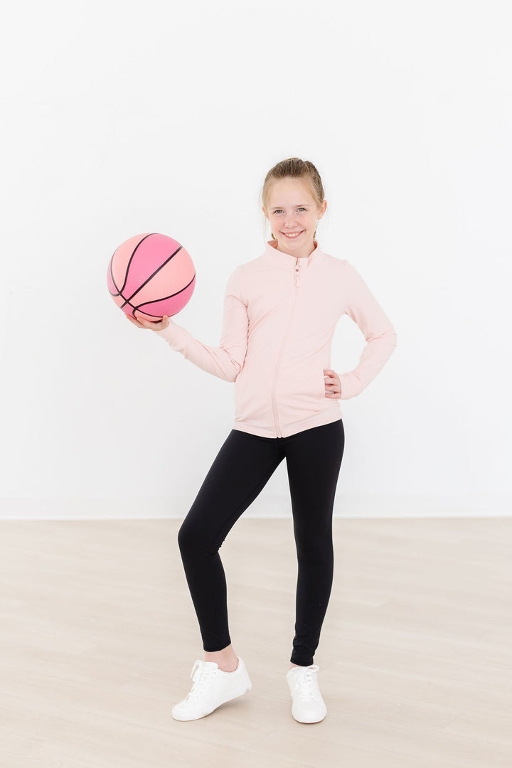 SALE Zen Pink Full-Zip Ruffle Active Jacket-Mila & Rose ®