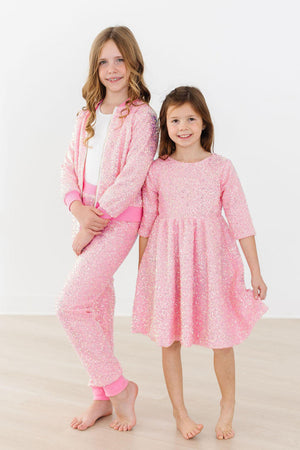 Bubblegum Pink Sequin Joggers-Mila & Rose ®