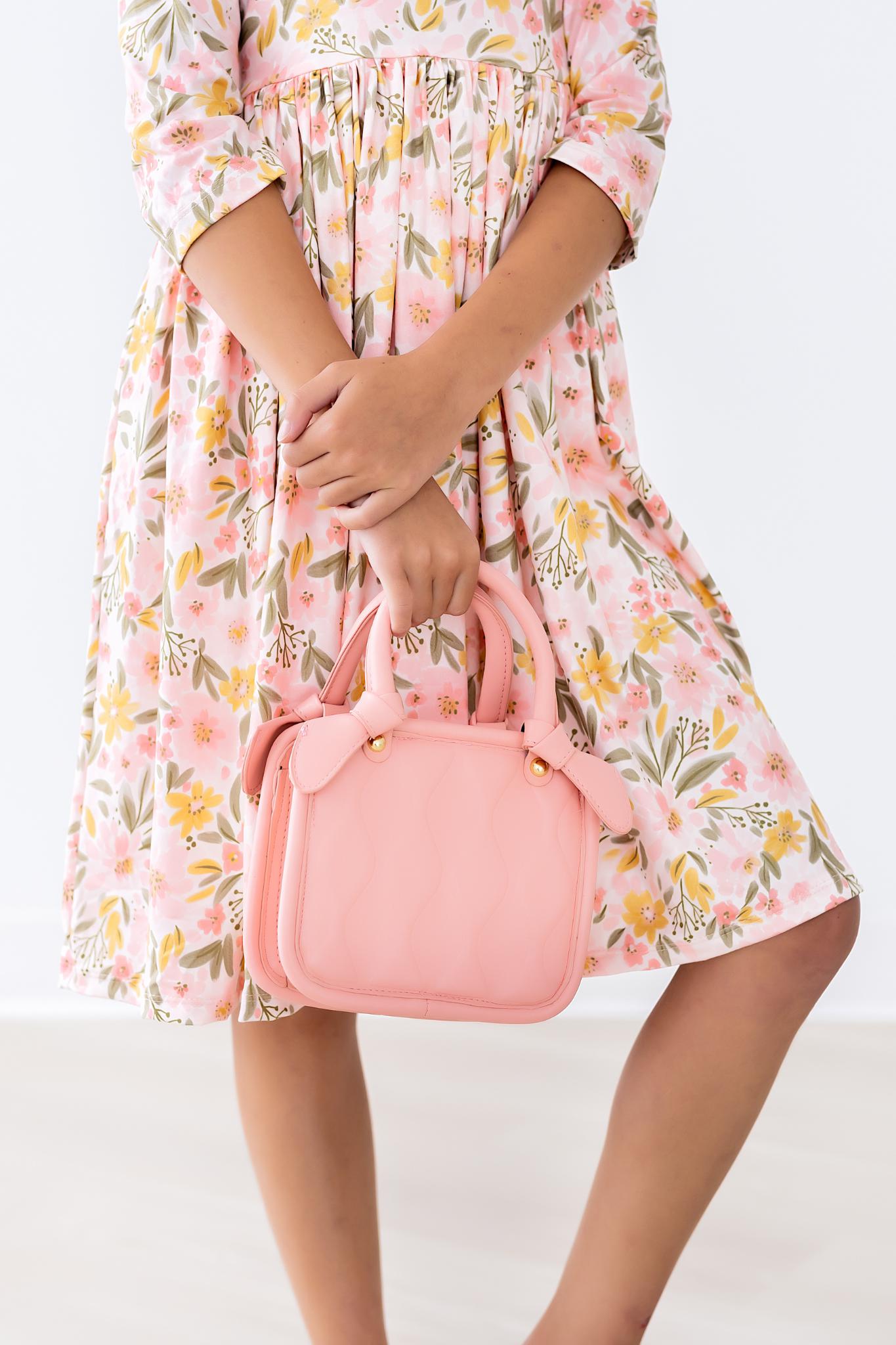 Pretty Peachy 3/4 Sleeve Pocket Twirl Dress-Mila & Rose ®