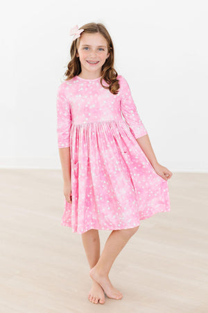 Shine Bright 3/4 Sleeve Pocket Twirl Dress-Mila & Rose ®