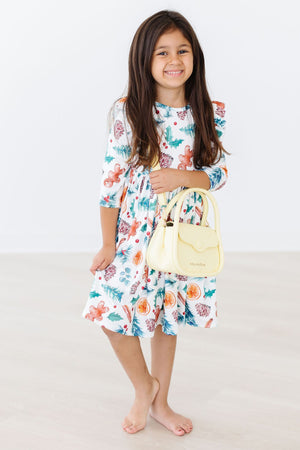 Classic Christmas 3/4 Sleeve Ruffle Twirl Dress-Mila & Rose ®