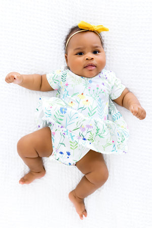 Spring Dandelion Floral S/S Twirl Bodysuit-Mila & Rose ®