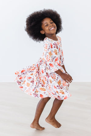 Falling Leaves 3/4 Sleeve Pocket Twirl Dress-Mila & Rose ®