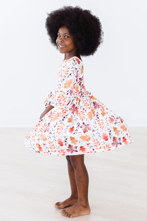 Falling Leaves 3/4 Sleeve Pocket Twirl Dress-Mila & Rose ®