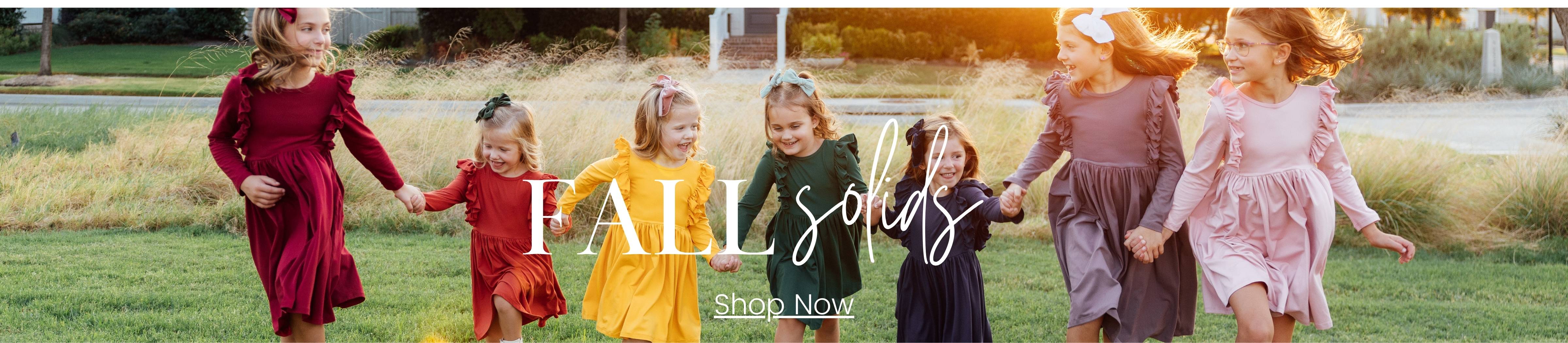 little girls fall solid dresses