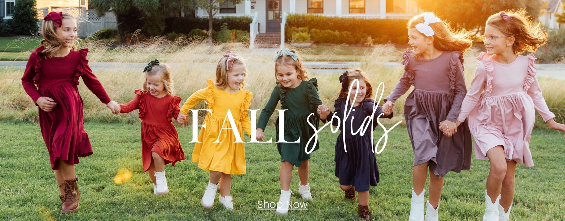 little girls fall solid dresses