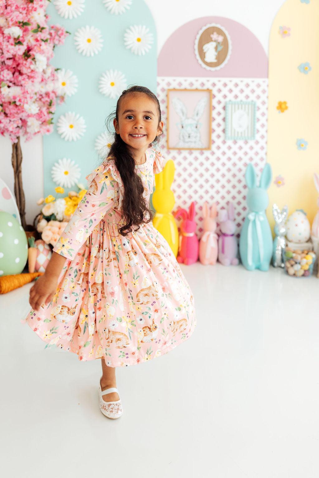 Chicks & Bunnies Ruffle Twirl Dress-Mila & Rose ®