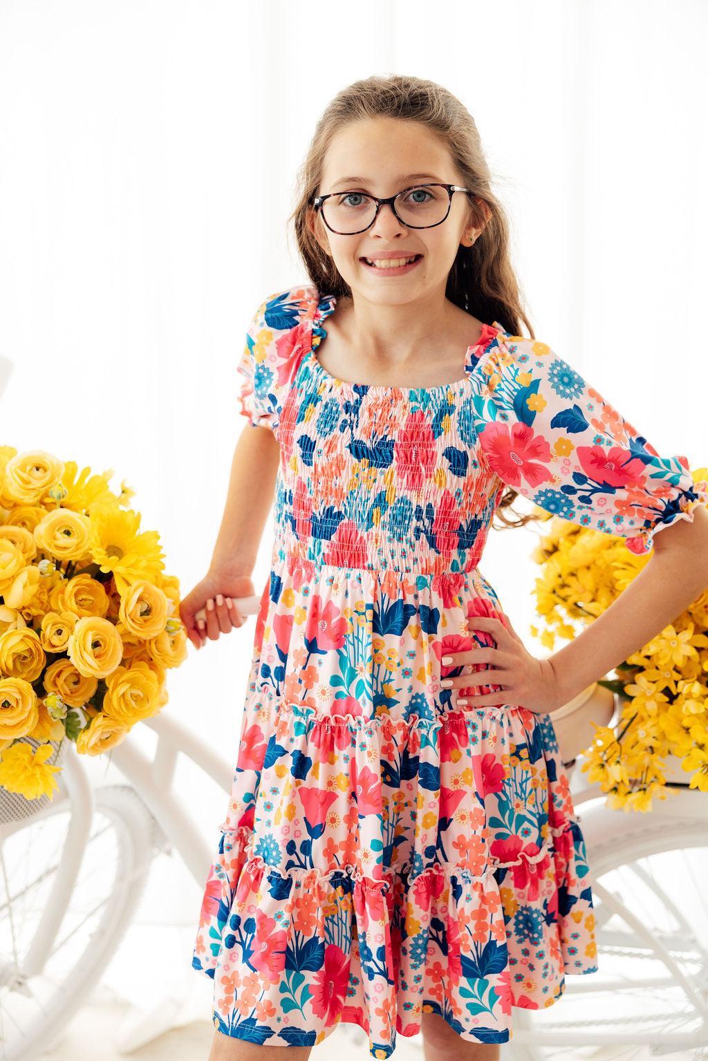 Sunshine Garden Smocked Ruffle Dress-Mila & Rose ®