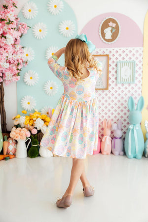 Egg-stra Cute 3/4 Sleeve Pocket Twirl Dress-Mila & Rose ®