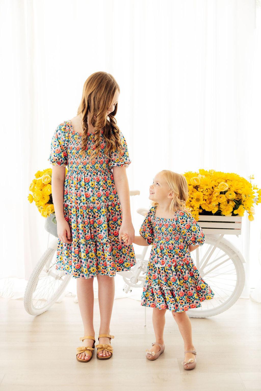 Beautiful Blossoms Smocked Ruffle Dress-Mila & Rose ®