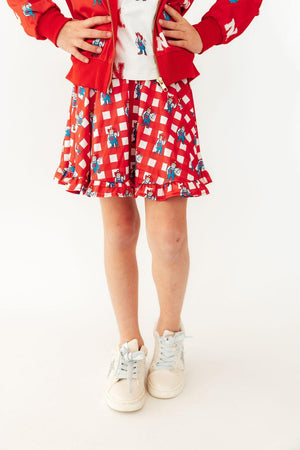(S) Nebraska Plaid Herbie Husker Twirl Skort-Mila & Rose ®