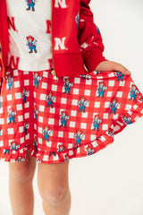 (S) Nebraska Plaid Herbie Husker Twirl Skort-Mila & Rose ®