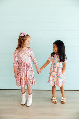 Springtime Bunnies 3/4 Sleeve Pocket Twirl Dress-Mila & Rose ®