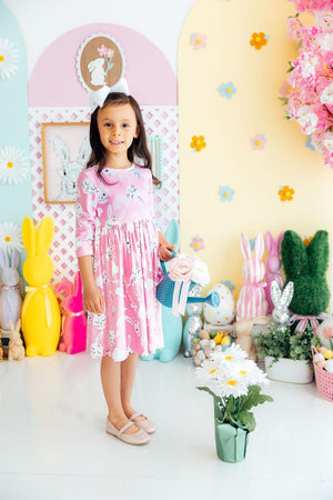 Bunny Love 3/4 Sleeve Pocket Twirl Dress-Mila & Rose ®