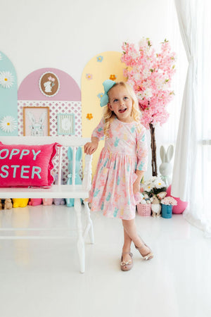 Preppy Peeps 3/4 Sleeve Pocket Twirl Dress-Mila & Rose ®