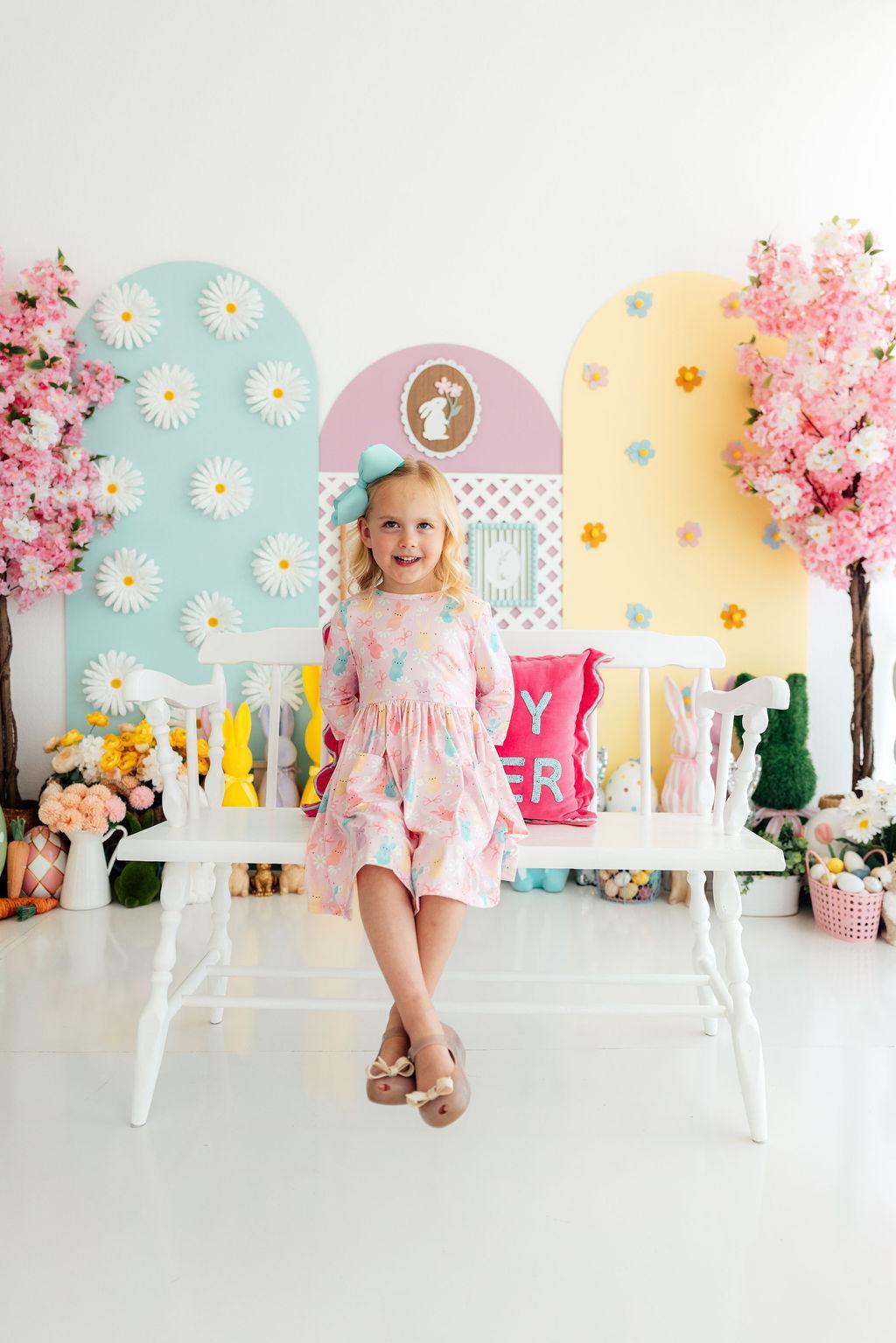 Preppy Peeps 3/4 Sleeve Pocket Twirl Dress-Mila & Rose ®