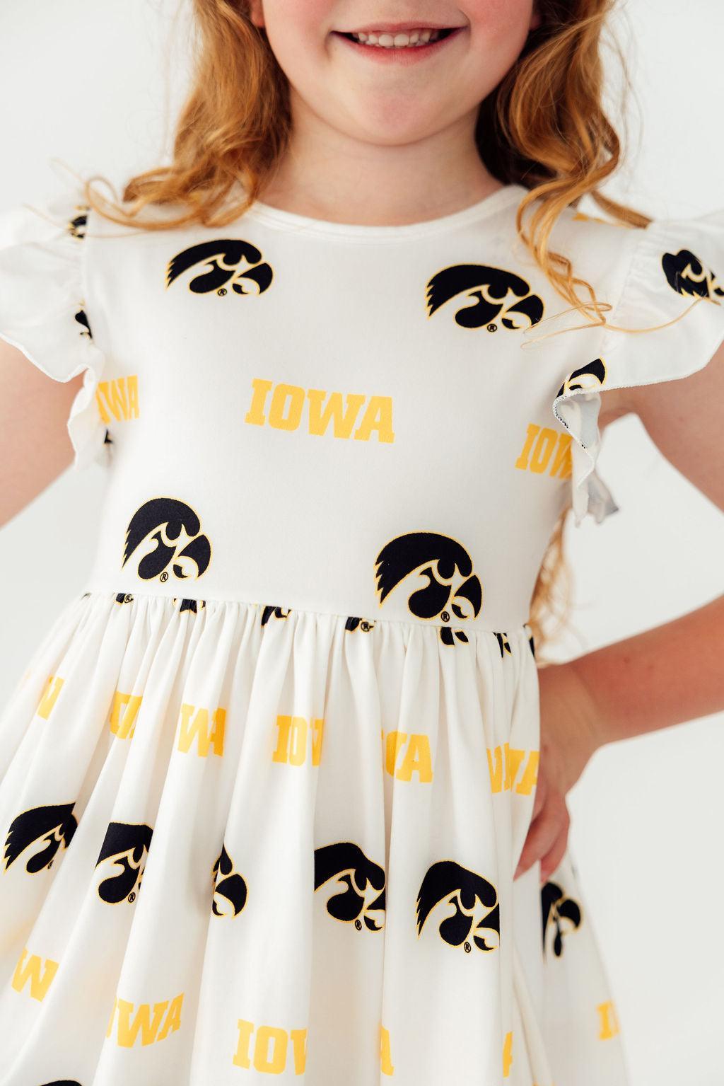 Iowa White Tigerhawk Flutter Twirl Dress-Mila & Rose ®